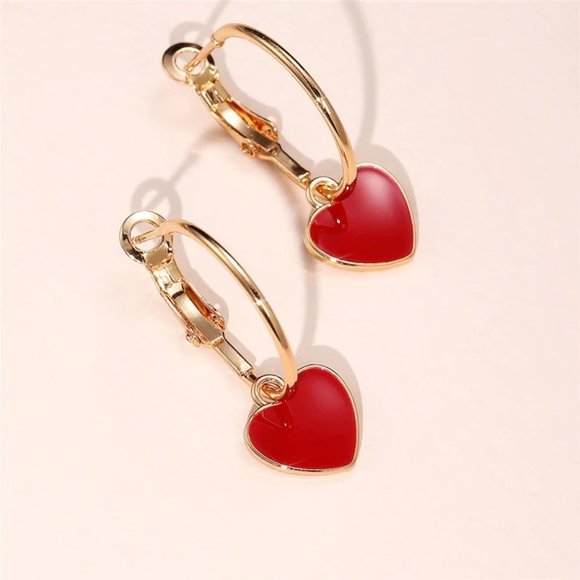 🎀Fashionable Romantic Oil Painted Heart drop dangle Earrings, GPMB1554 - Picture 3 of 5